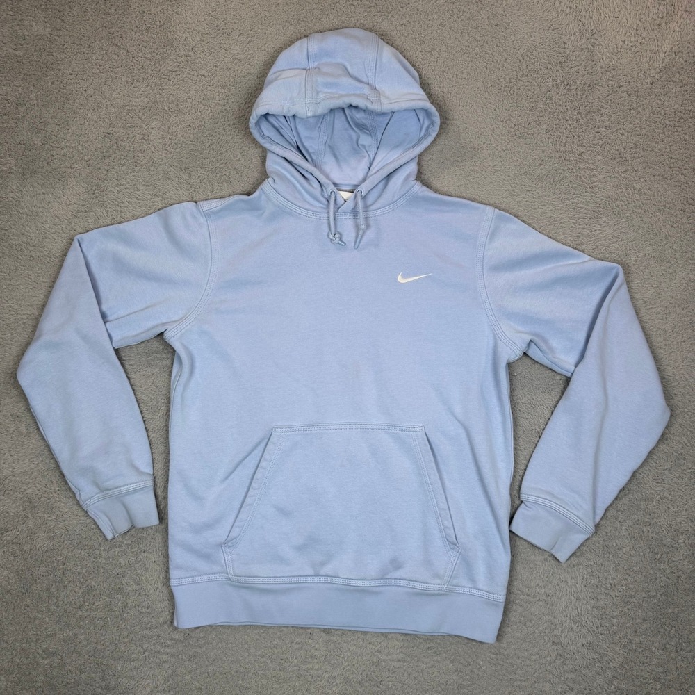 Nike Mens Sportswear Club Fleece Pullover Hoodie Light Blue Swoosh Medium